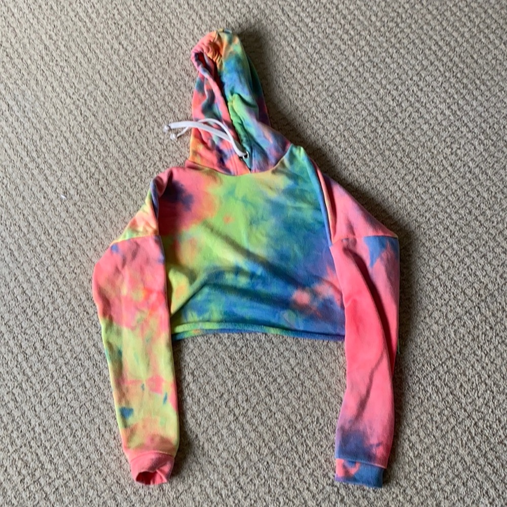 multi coloured cropped hoodie